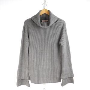 Philosophy Women's Cowl Neck Sweater Bell Cuff Gray Small